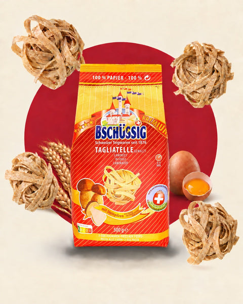 Premium Tagliatelle en nids laminés 6 mm, bolets