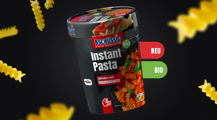 BSCHÜSSIG Bio Instant Pasta Spiralen an Tomatensauce im Becher
