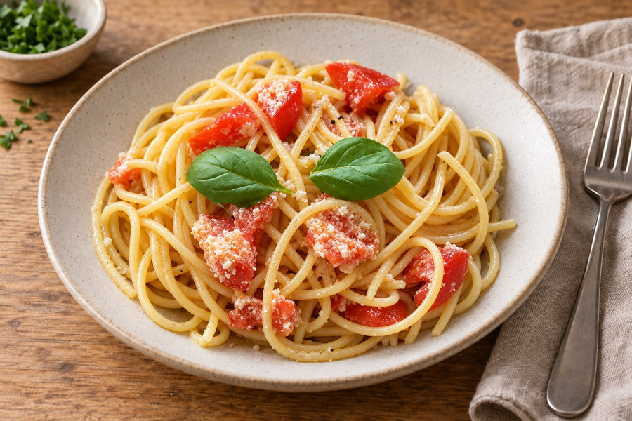 BSCHÜSSIG Spaghetti mit Tomaten und Basilikum