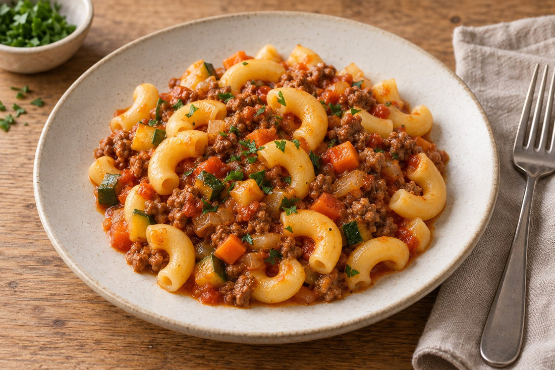 Hörnli grob mit Fleisch-Gemüsesauce