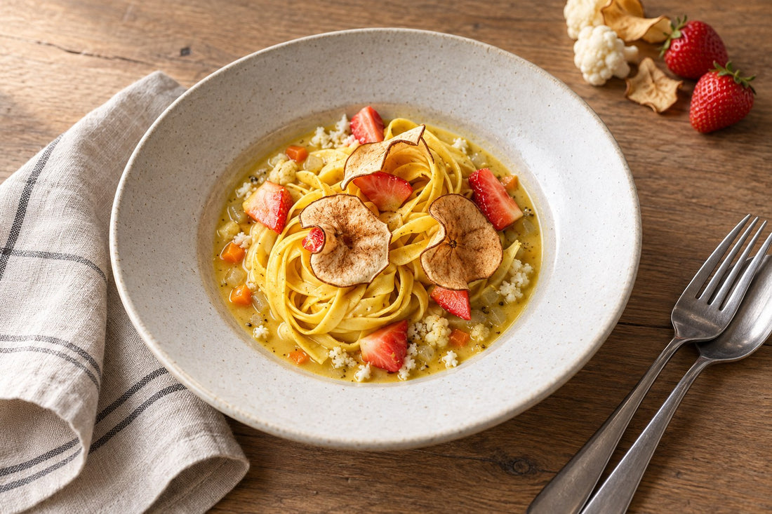 Safran Tagliatelle mit Erdbeeren
