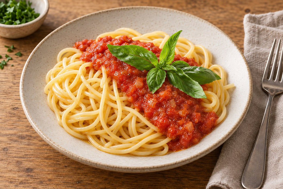 Spaghetti an Tomatensauce