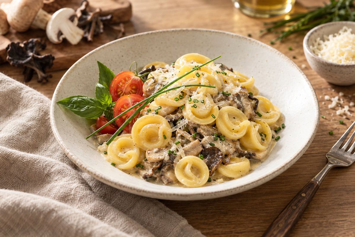 Urschweizer Gletscher Hüetli mit Pilz-Ei Sauce