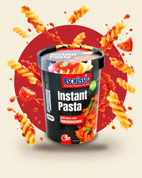 BSCHÜSSIG Pâtes instantanées bio, spirales à la sauce tomate