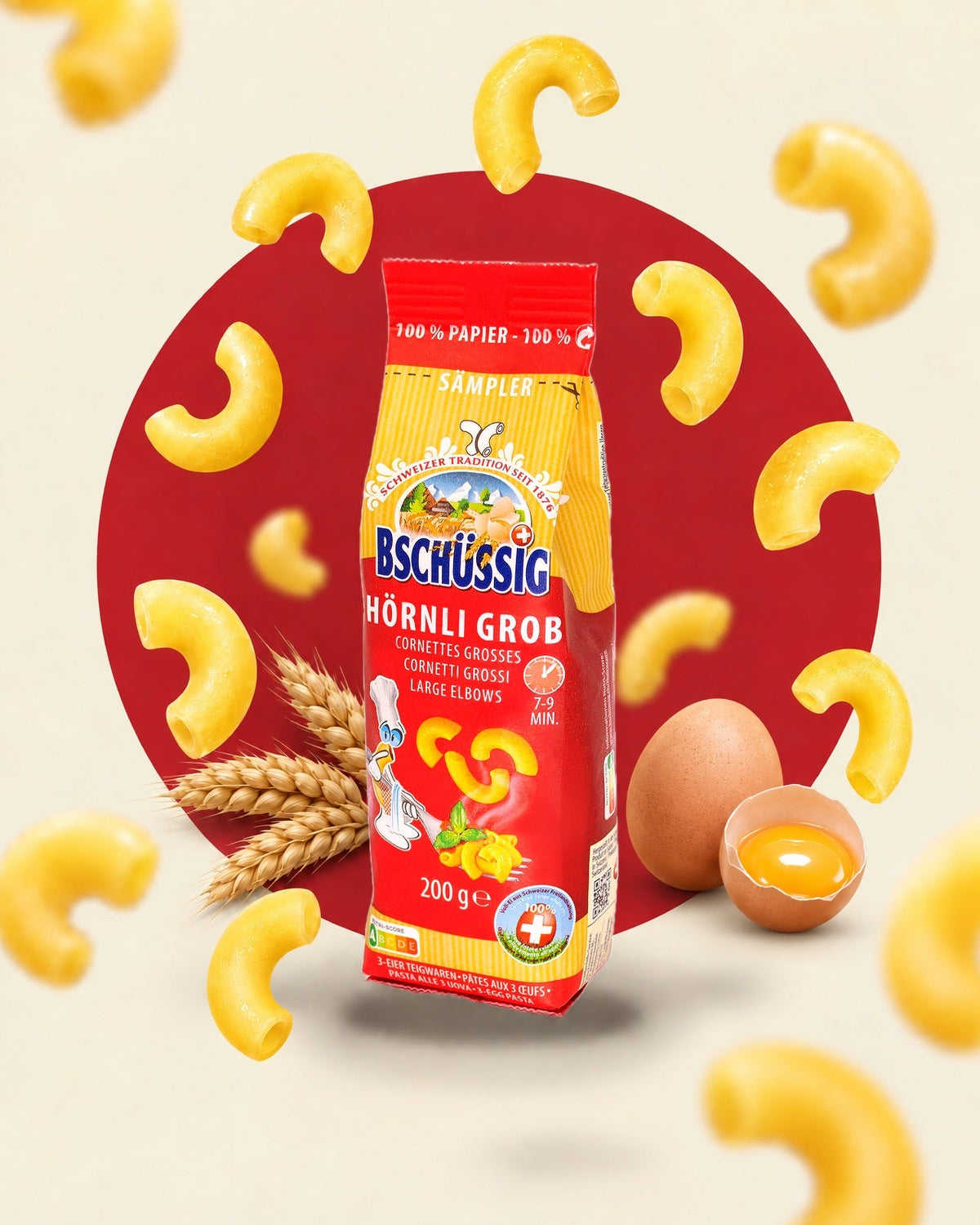 Hörnli grossi, 3 uova SÄMPLER 200 gr