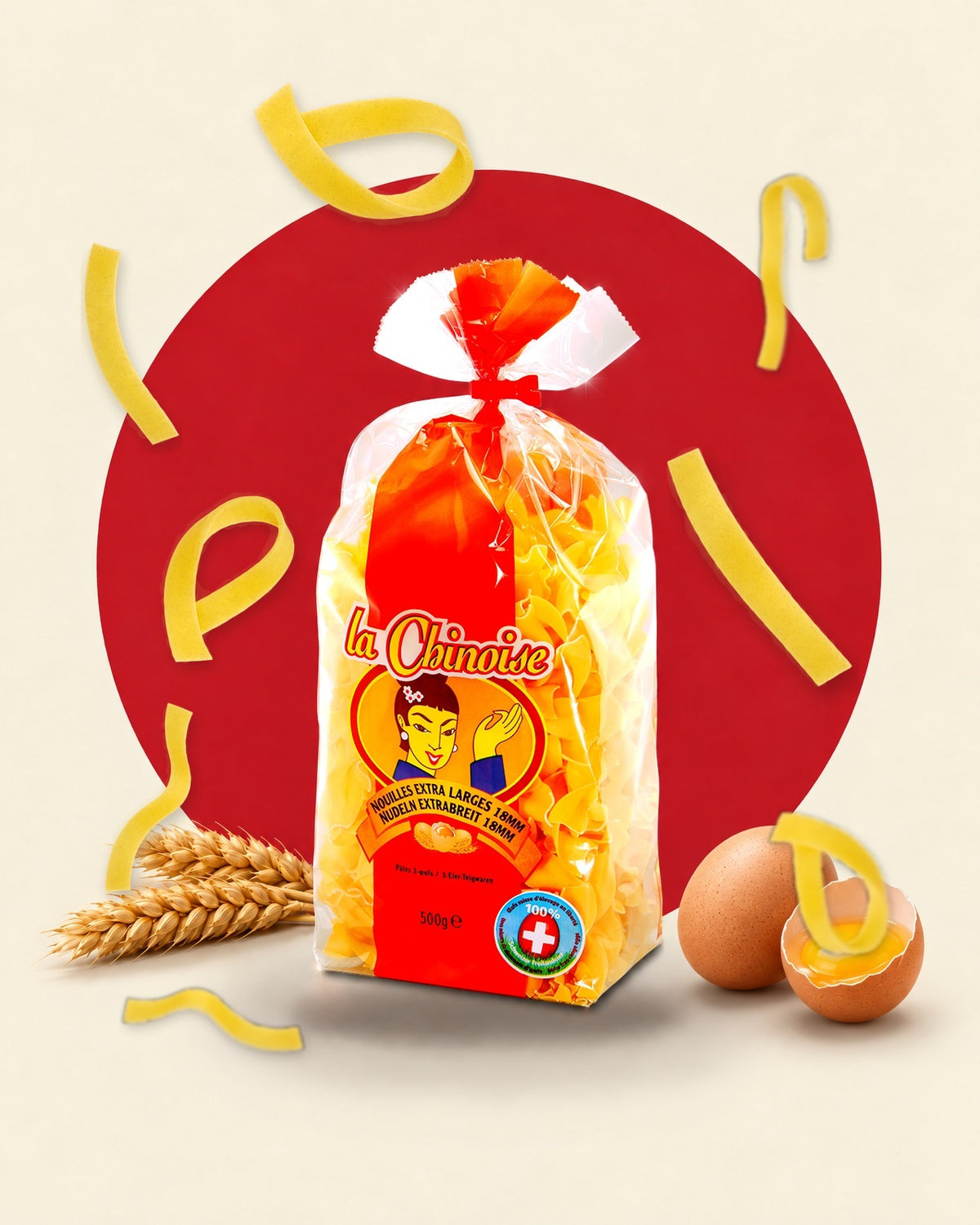 la Chinoise Nouilles extra larges, 3-Ei