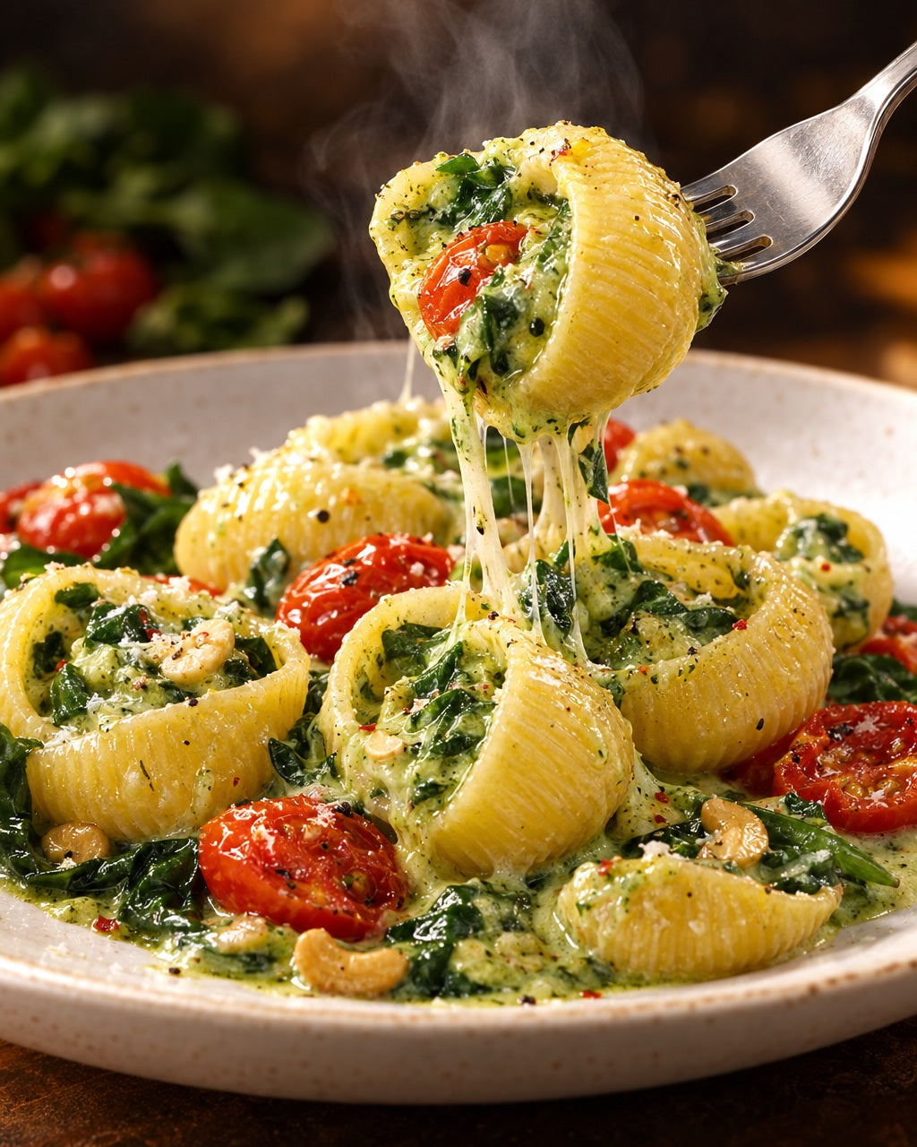 Lumaconi, ohne Ei — Frisch serviert und dampfend