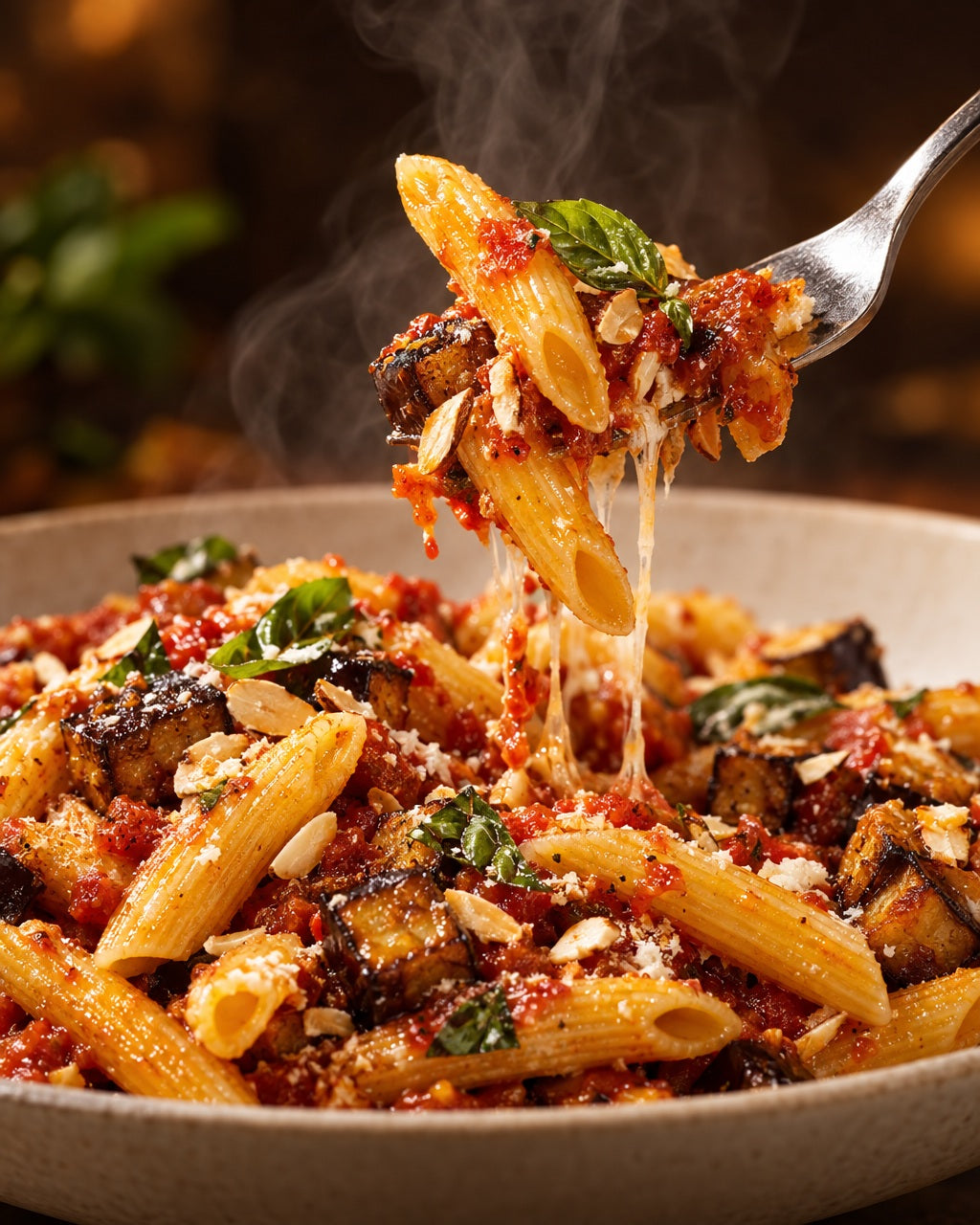 Penne Rigate, ohne Ei — Frisch serviert und dampfend