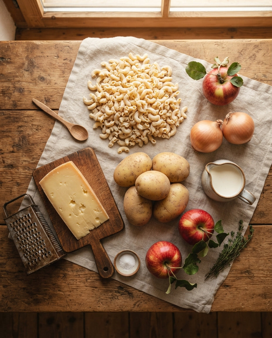 One-Pot-Älplermagronen mit Röstzwiebeln – Zutaten