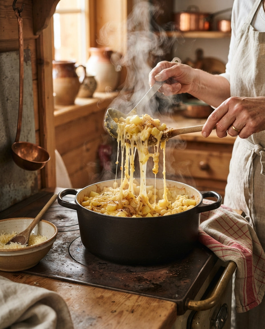One-Pot-Älplermagronen mit Röstzwiebeln – Zubereitung