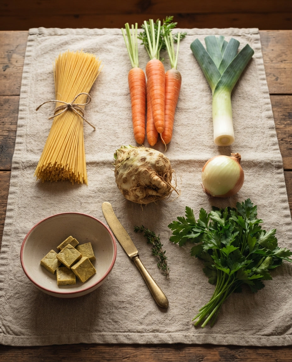 Grosis Nudelsuppe mit Poulet und Gemüse – Zutaten