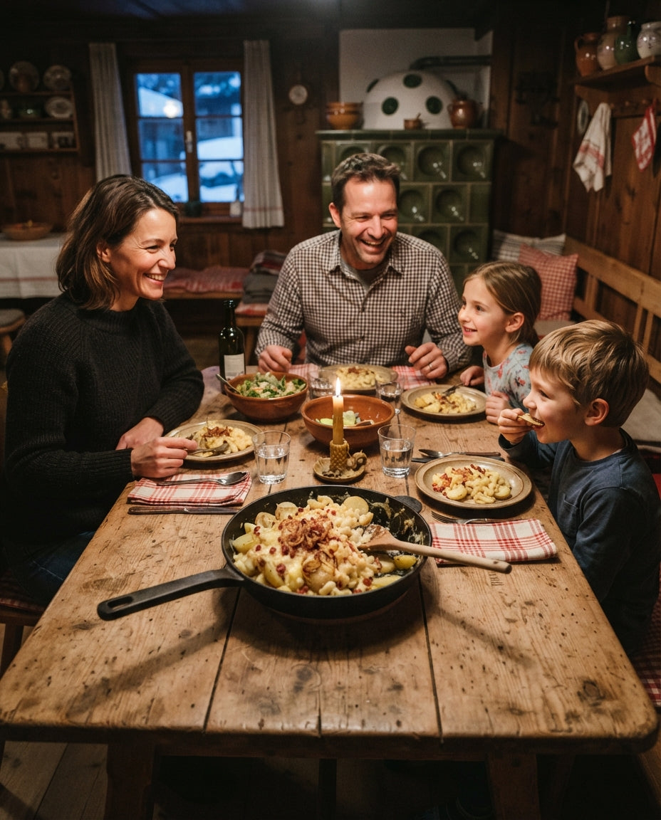Bauernspätzli mit Pilz-Geschnetzeltem – gemeinsam am Tisch