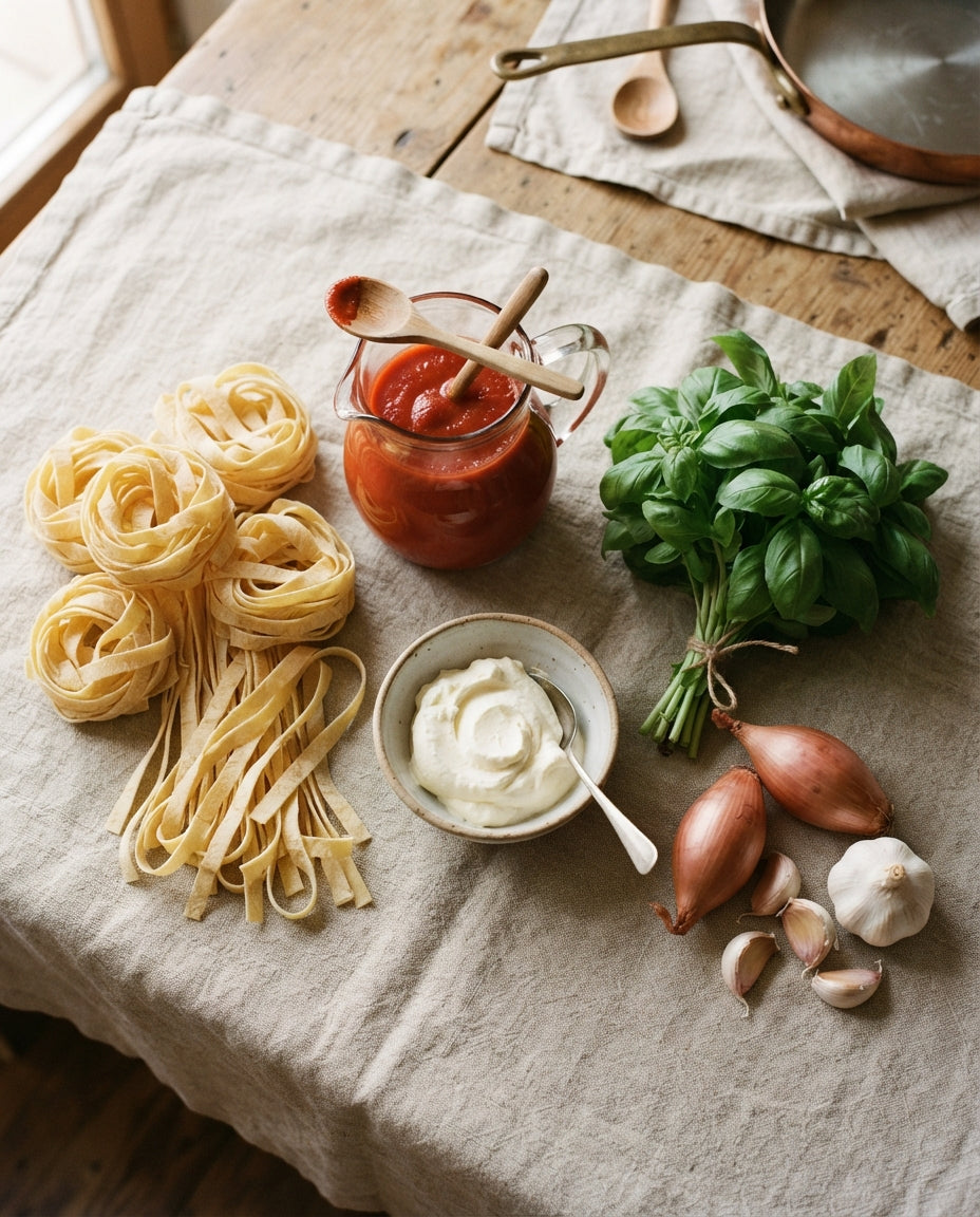 Bio-Pasta mit Tomaten-Mascarpone-Sauce – Zutaten