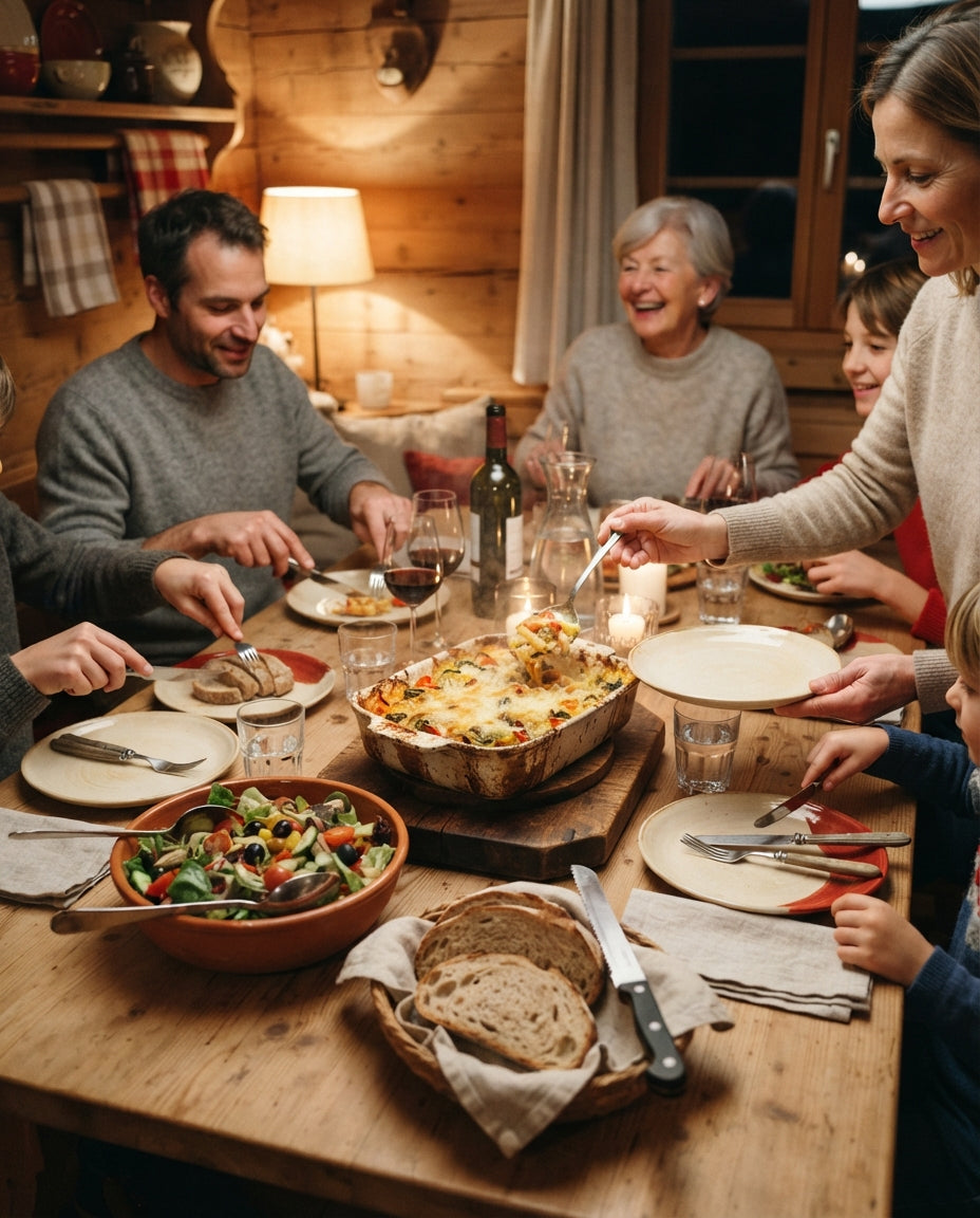 Blitz-Pasta al Forno mit Bio-Rindfleischsauce – gemeinsam am Tisch