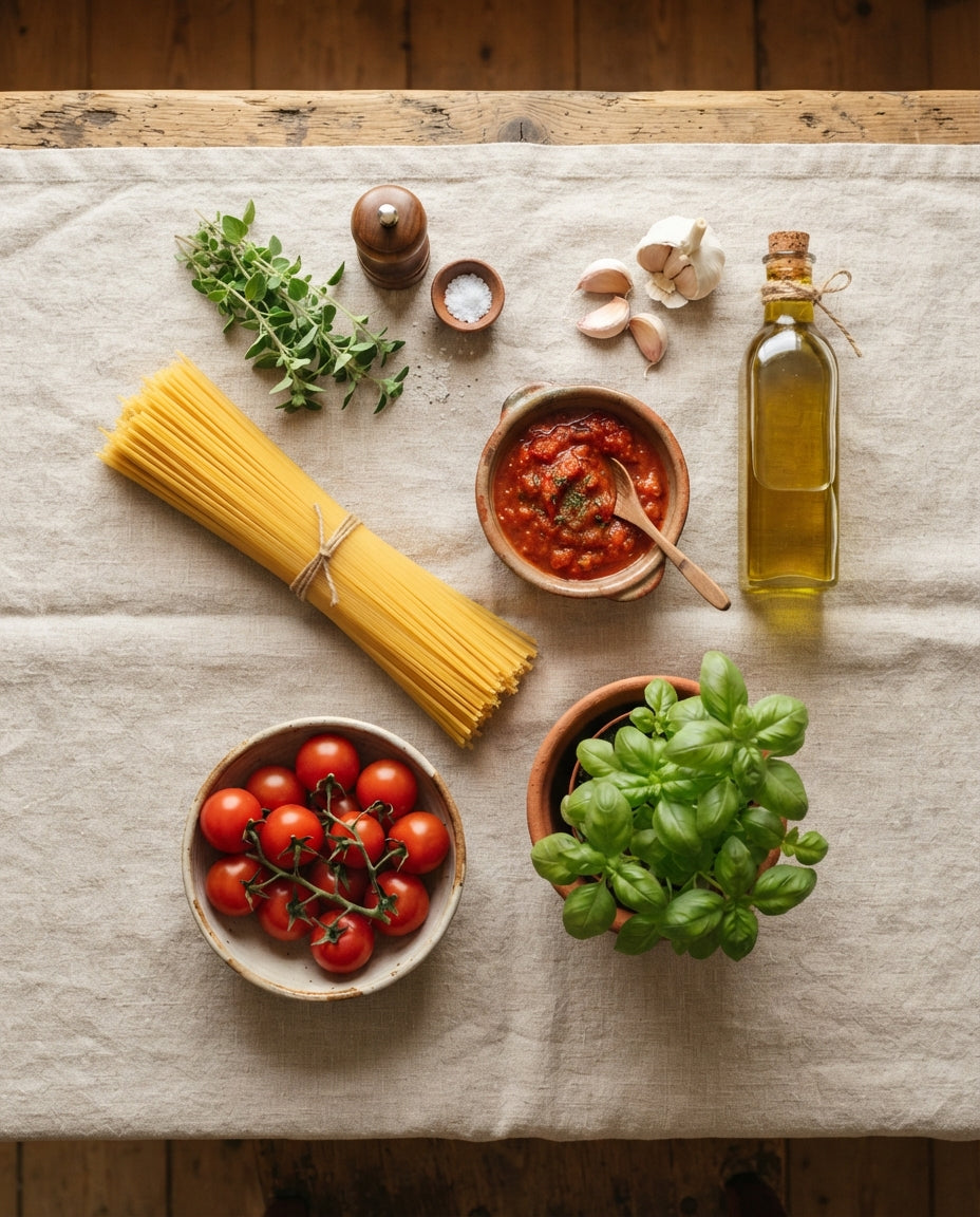 Blitz-Pomodoro deluxe mit Bio-Tomatensauce – Zutaten