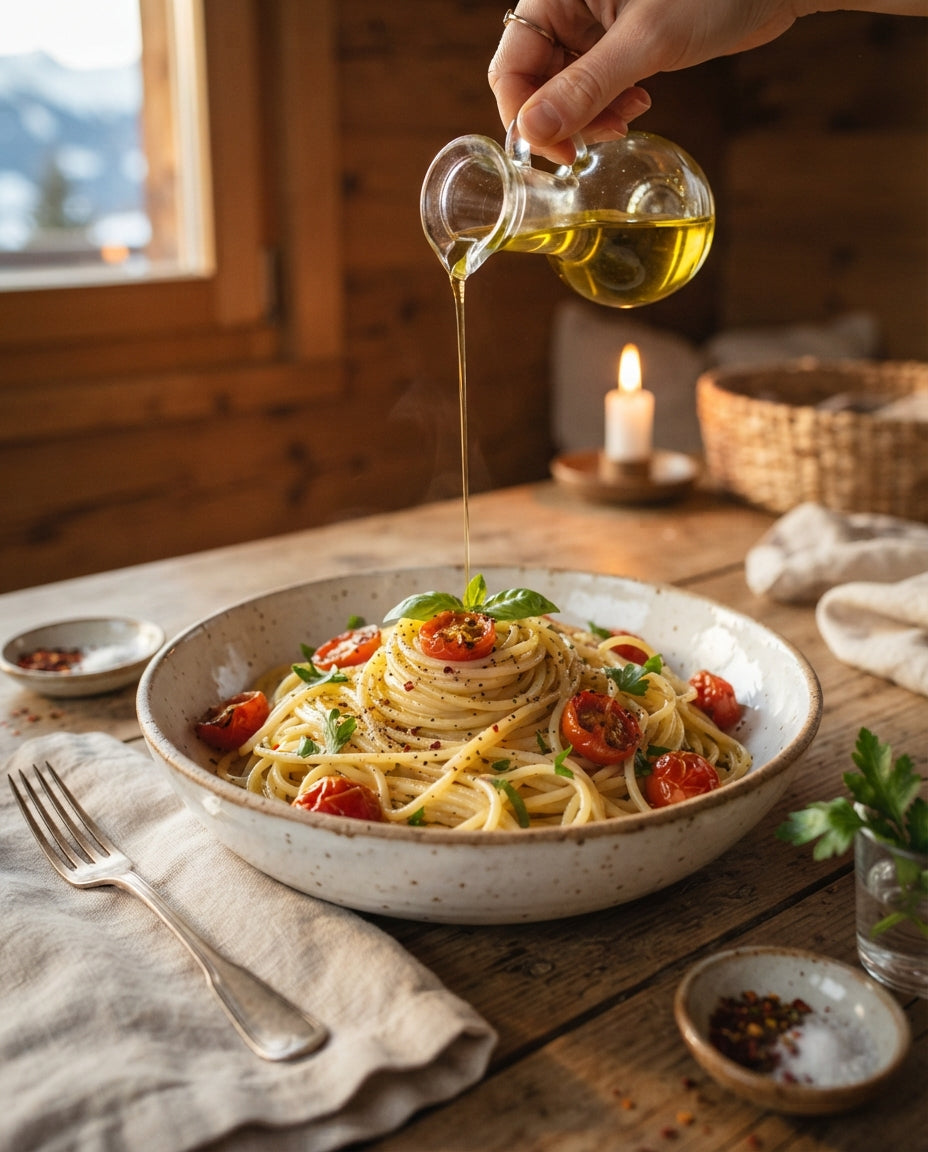 Rezept: Spaghetti Aglio e Olio mit Cherrytomaten