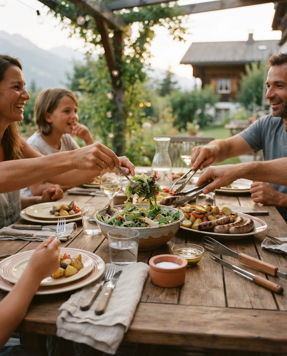 Grosis Hörnlisalat – frisch aus der Selektion – gemeinsam am Tisch