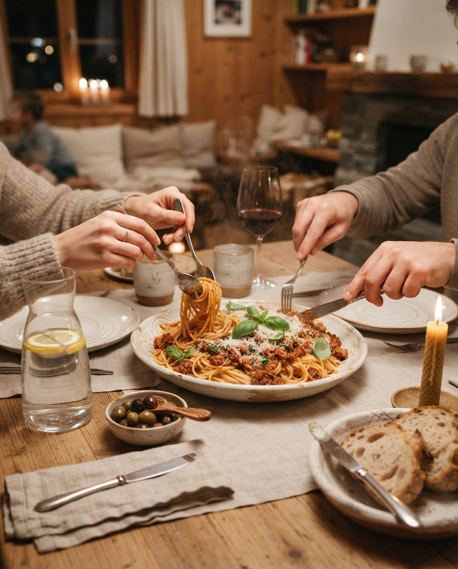 Spaghetti Napoli Puttanesca-Style – gemeinsam am Tisch