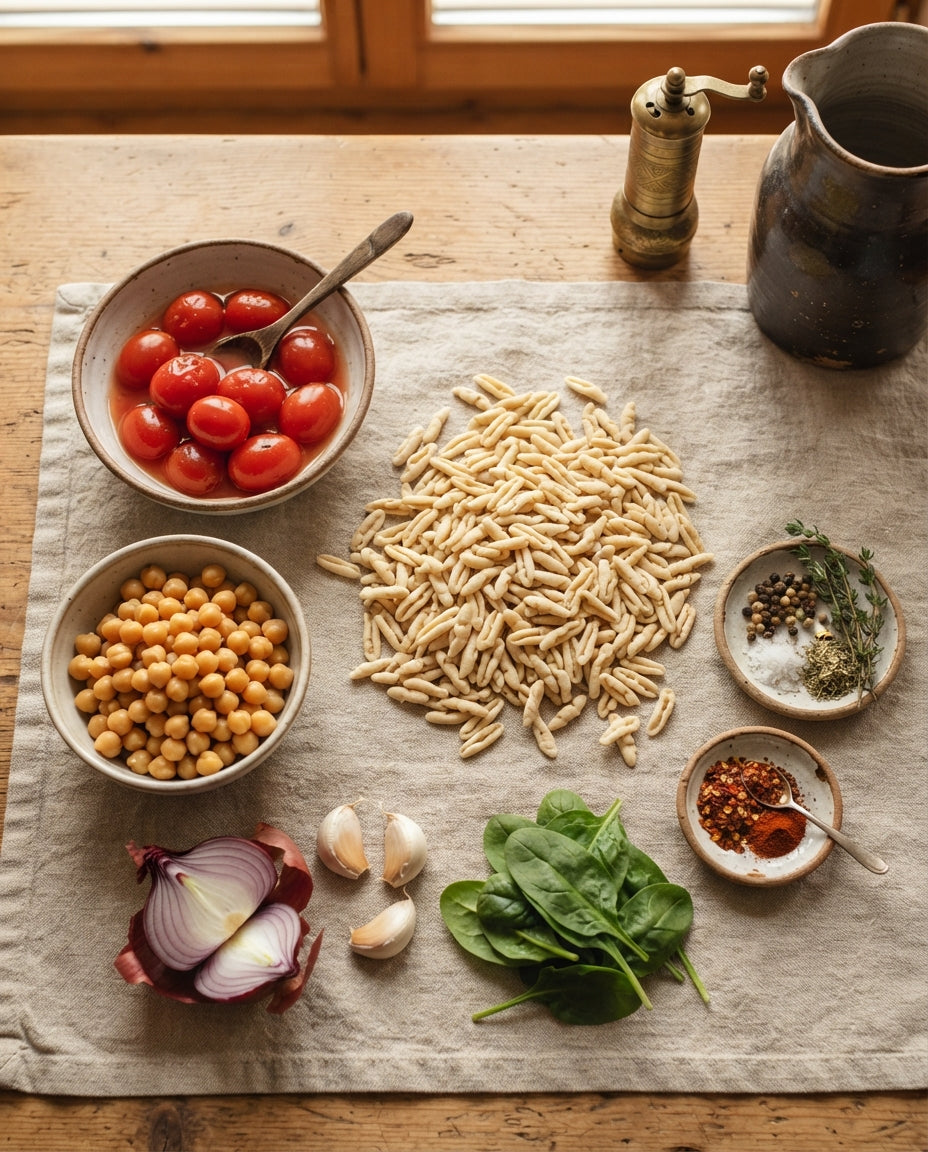 One-Pot Füessli mit Tomaten & Kichererbsen – Zutaten