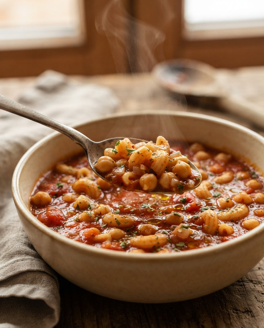 One-Pot Füessli mit Tomaten & Kichererbsen – Detailaufnahme