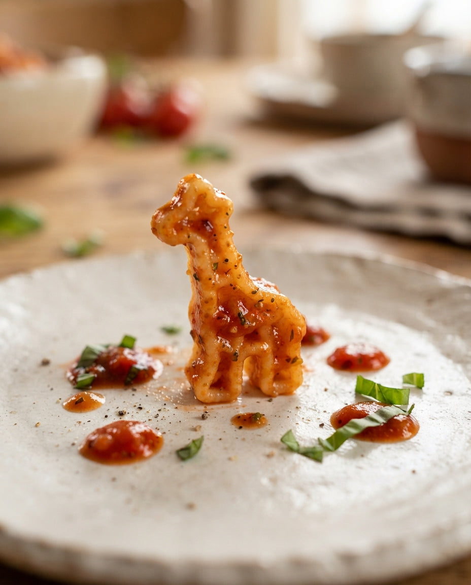 Dschungel-Pasta mit Versteckli-Tomatensauce – Detailaufnahme