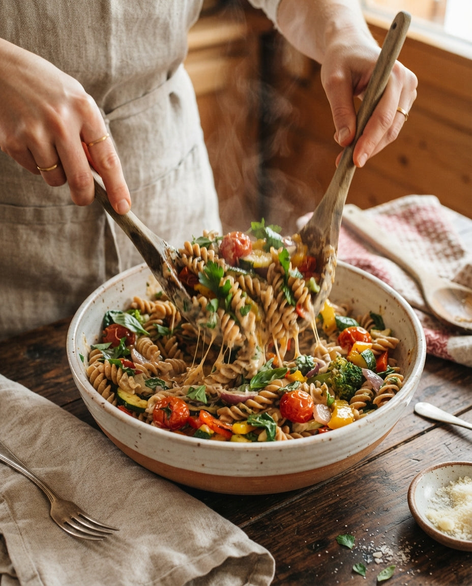 Lauwarmer Nüdeli-Salat mit Erdnuss-Dressing – Zubereitung