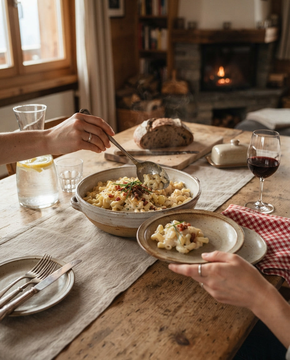 6-Korn-Penne mit Ofengemüse und Zitronen-Öl – gemeinsam am Tisch