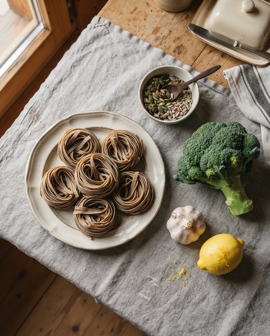 6-Korn-Tagliatelle mit Zitronen-Broccoli & Kernen – Zutaten