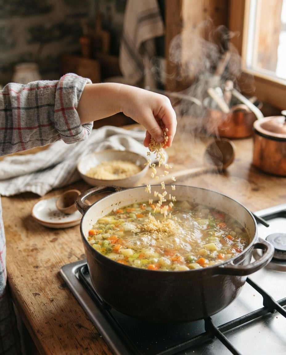 ABC-Gemüsesuppe zum Buchstabieren – Zubereitung