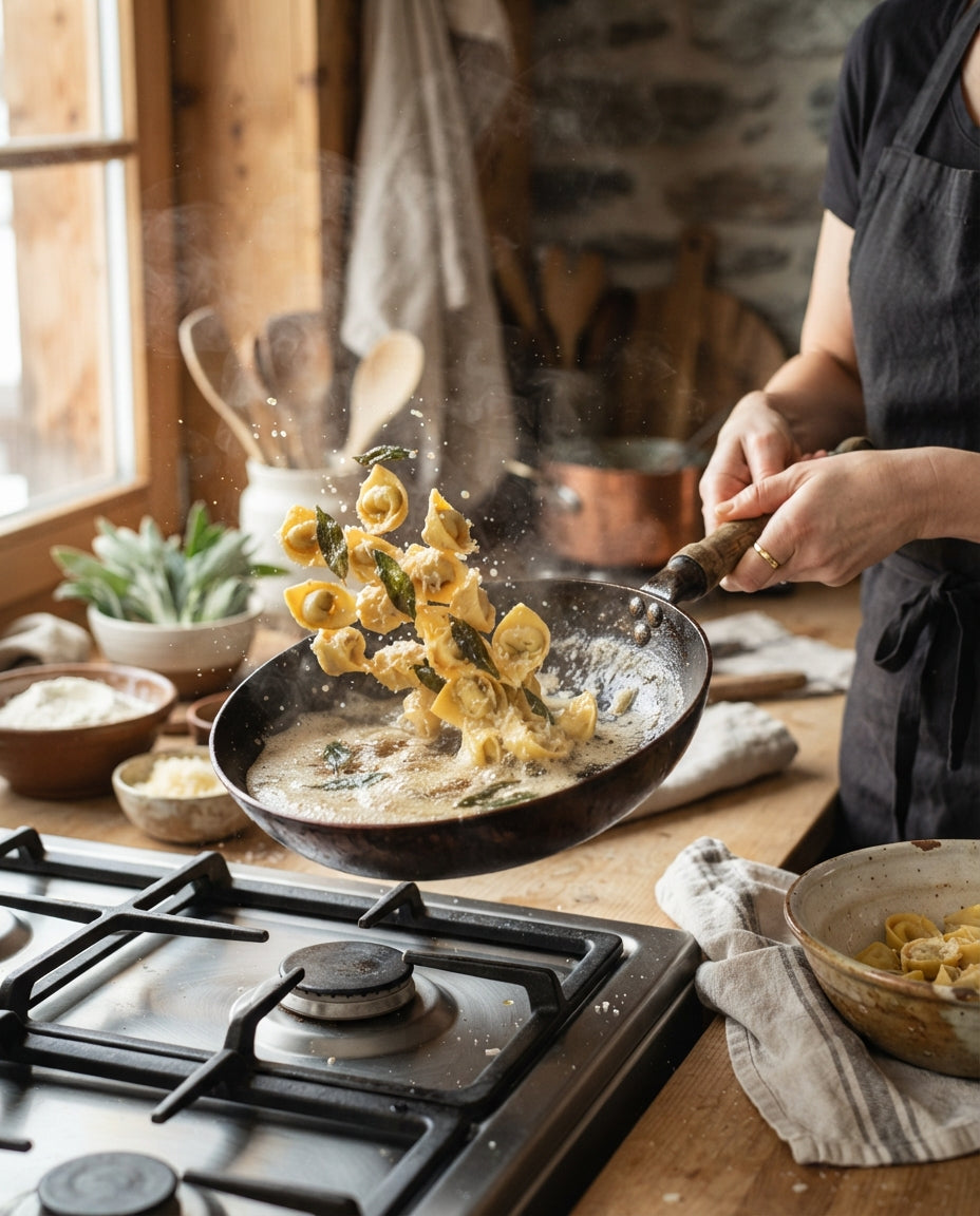 Gebratene Cappelletti mit Salbeibutter und Kirschtomaten – Zubereitung
