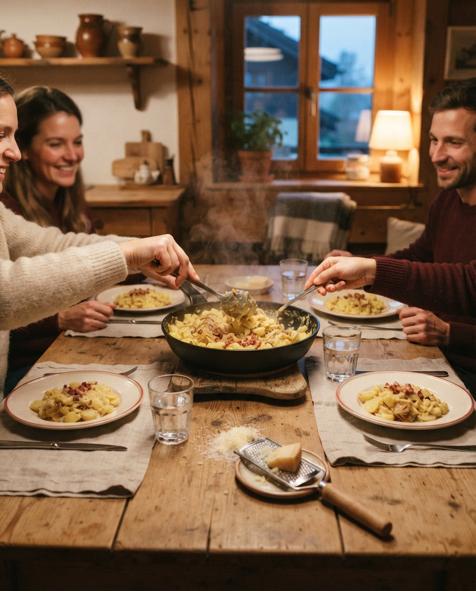 Gebratene Cappelletti mit Salbeibutter und Kirschtomaten – gemeinsam am Tisch