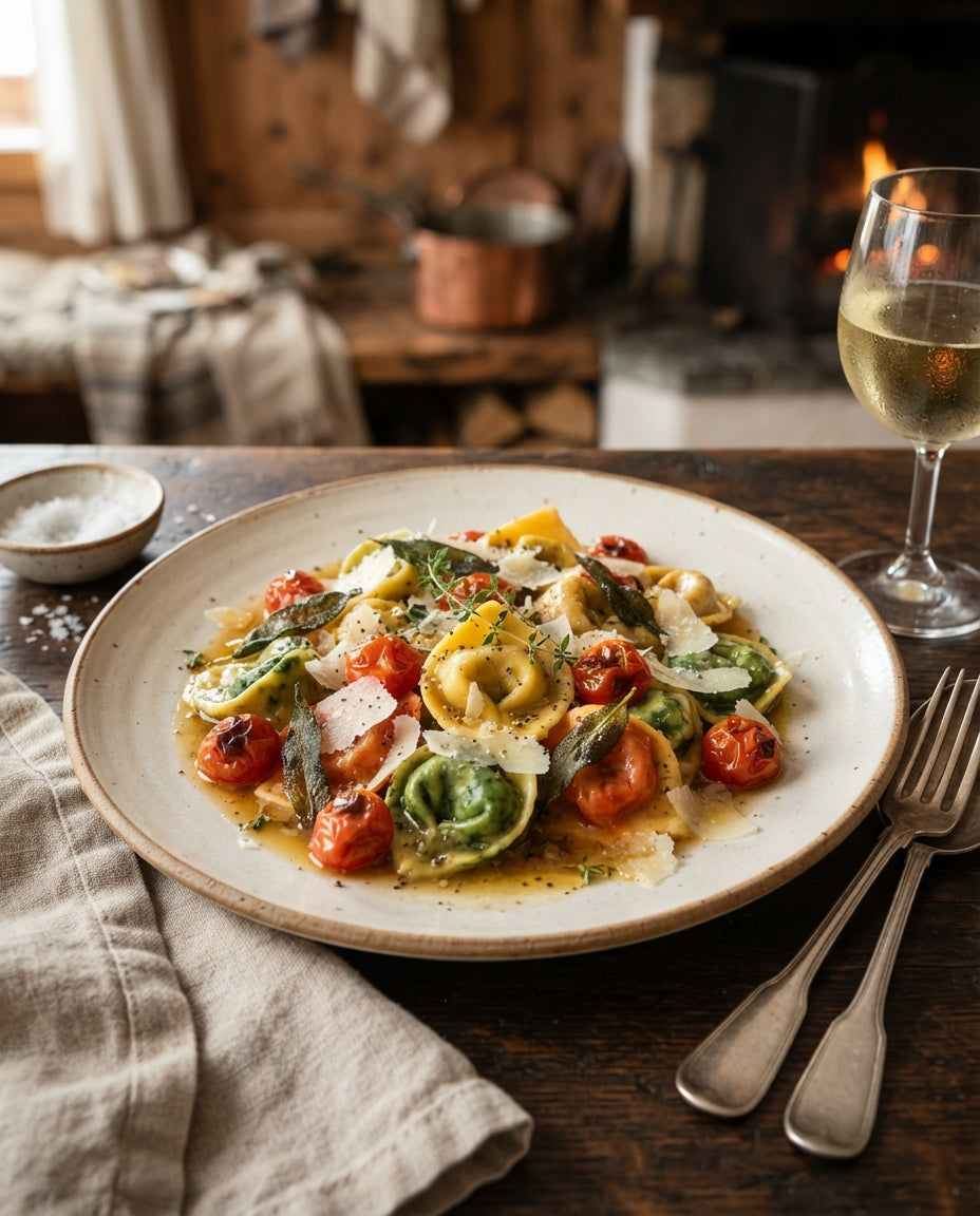 Rezept: Gebratene Cappelletti mit Salbeibutter und Kirschtomaten