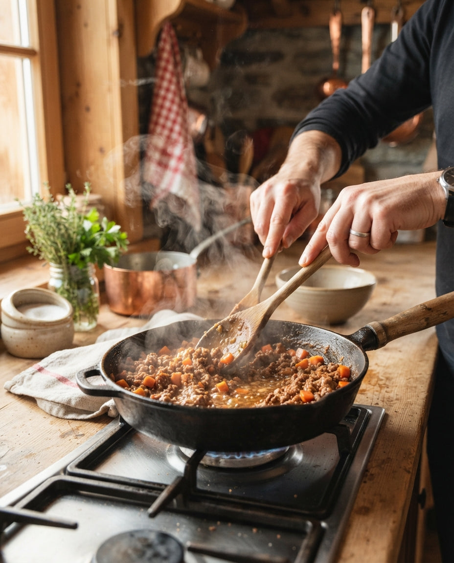Ghackets mit Hörnli und Apfelmus – Zubereitung