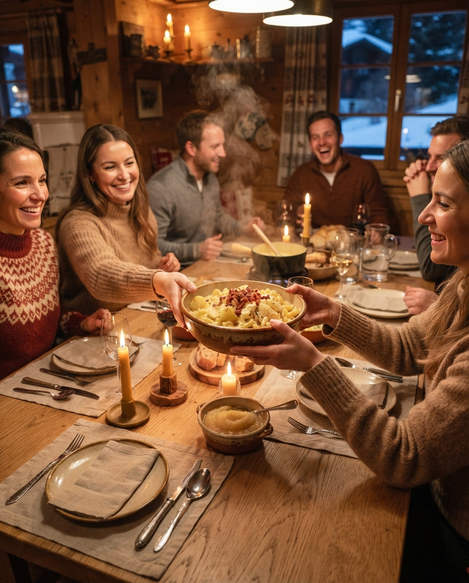 Älplermagronen aus einem Topf – gemeinsam am Tisch