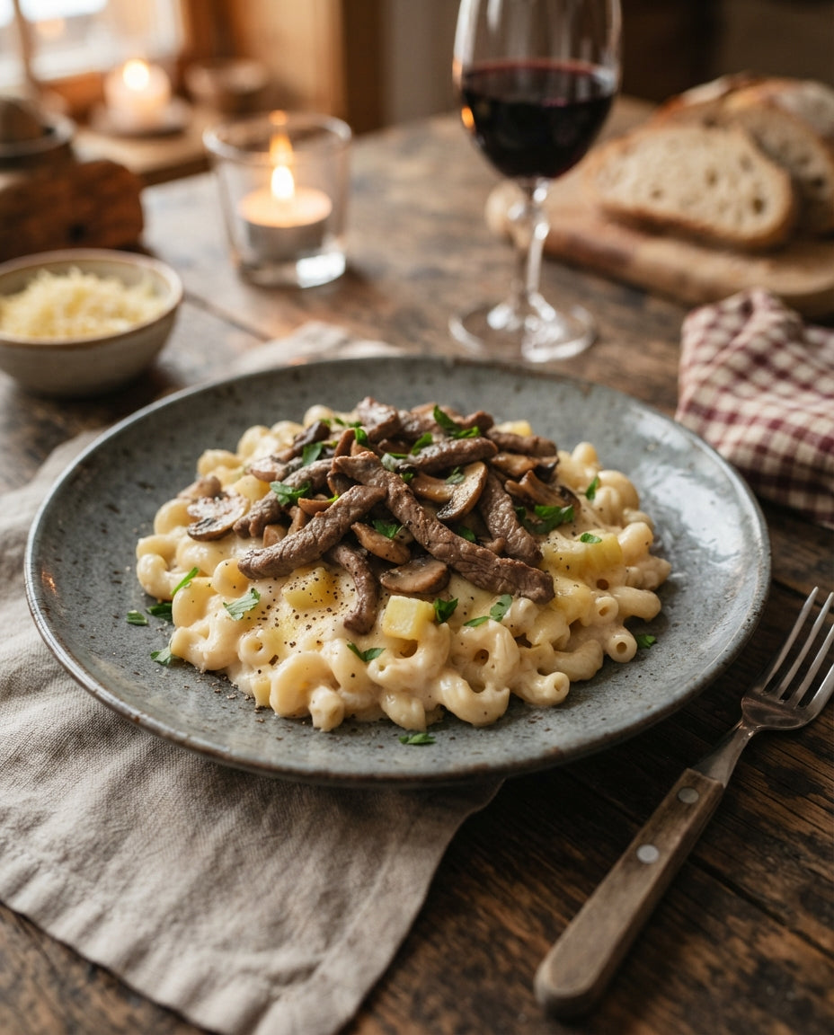 Rezept: Hörnli-Stroganoff aus einem Topf