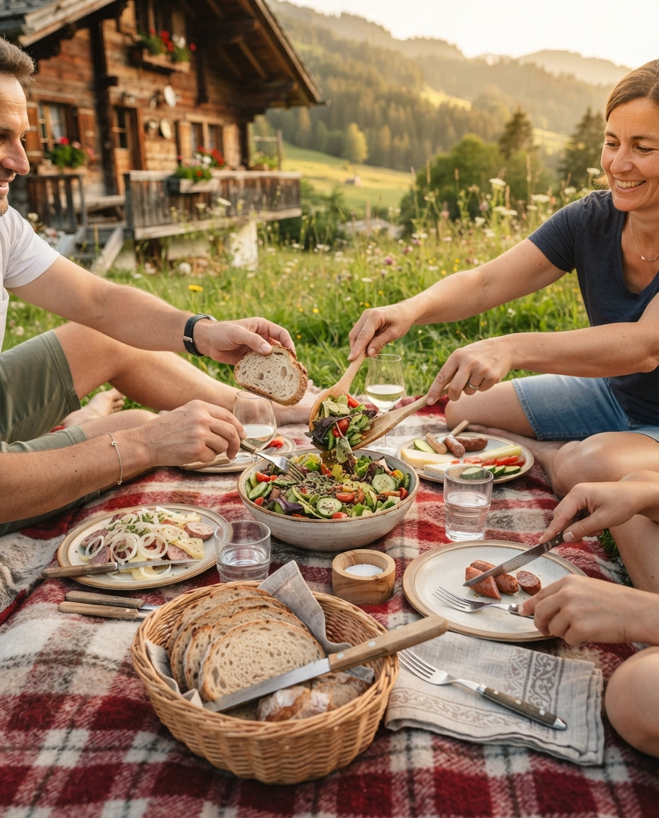 Bunter Krawättli-Salat mit Mozzarella – gemeinsam am Tisch