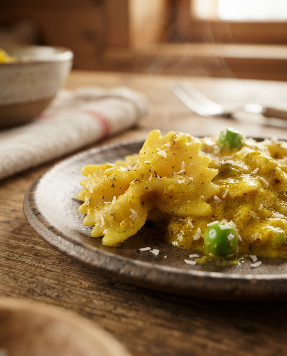 Krawättli mit Poulet-Curry-Rahm – Detailaufnahme
