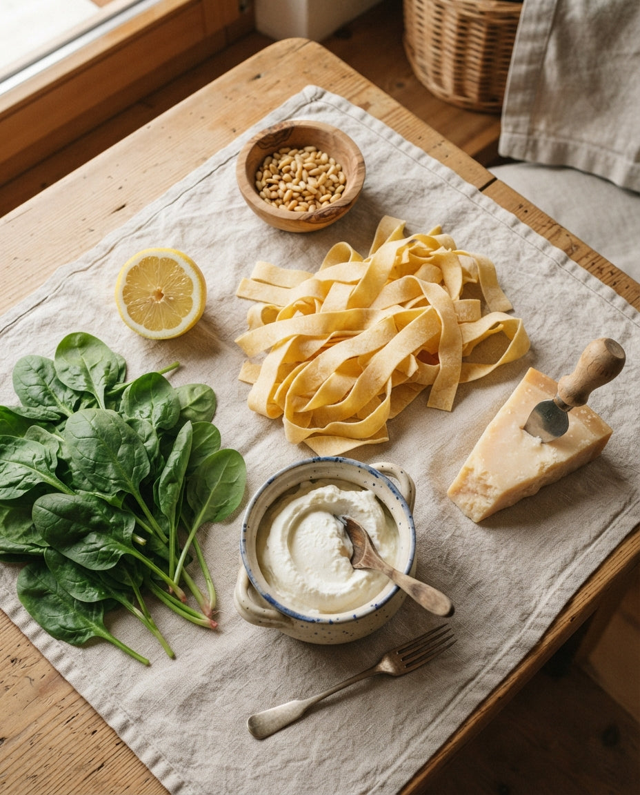 Bio-Nudeln mit Spinat-Ricotta und Zitrone – Zutaten