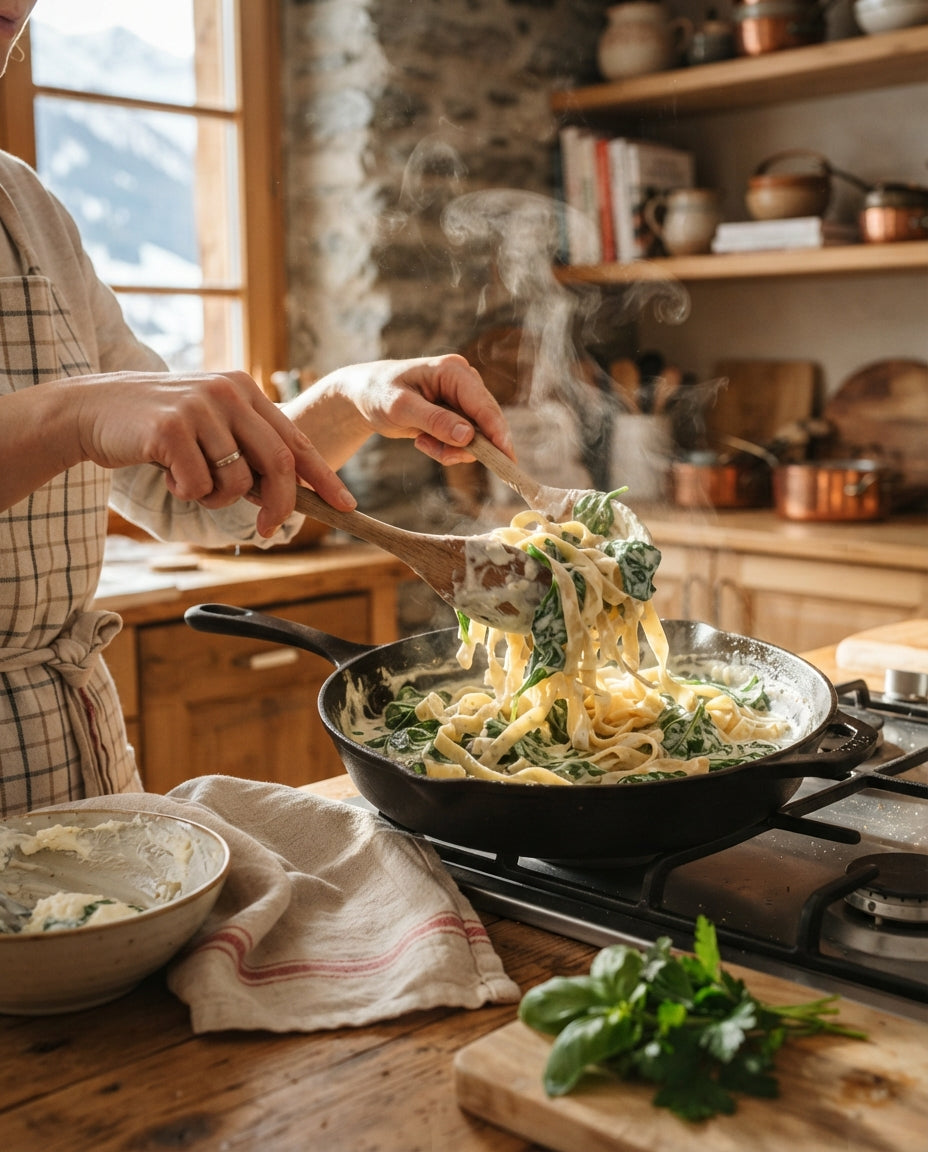 Bio-Nudeln mit Spinat-Ricotta und Zitrone – Zubereitung