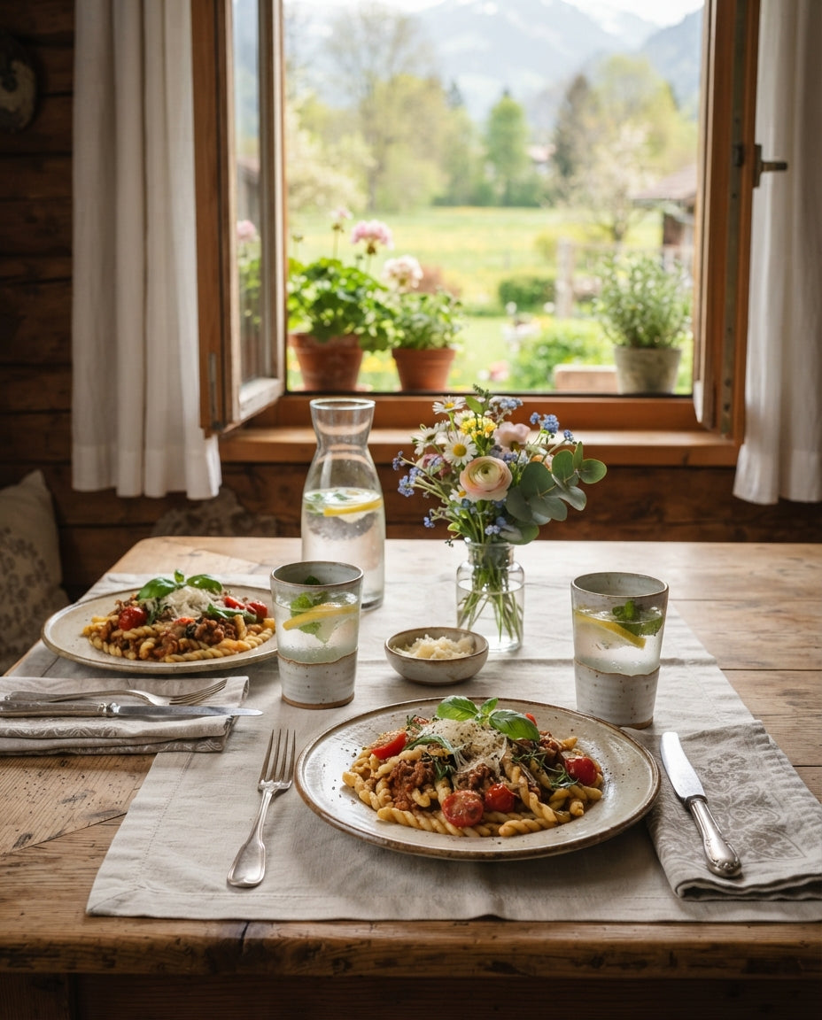 Zitronen-Ricotta-Nudeln mit Spinat – gemeinsam am Tisch