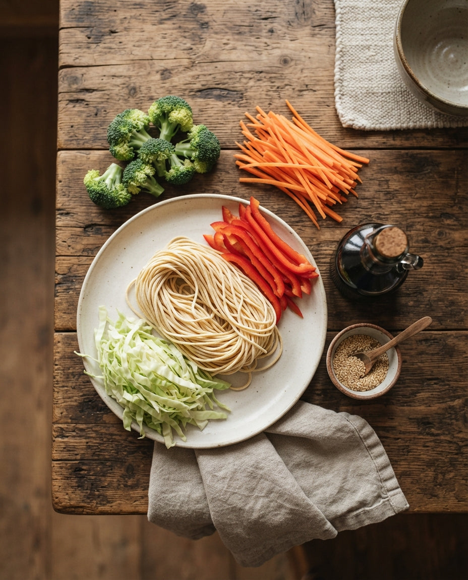 Gmües-Chow-Mein mit Schweizer Nudeln – Zutaten