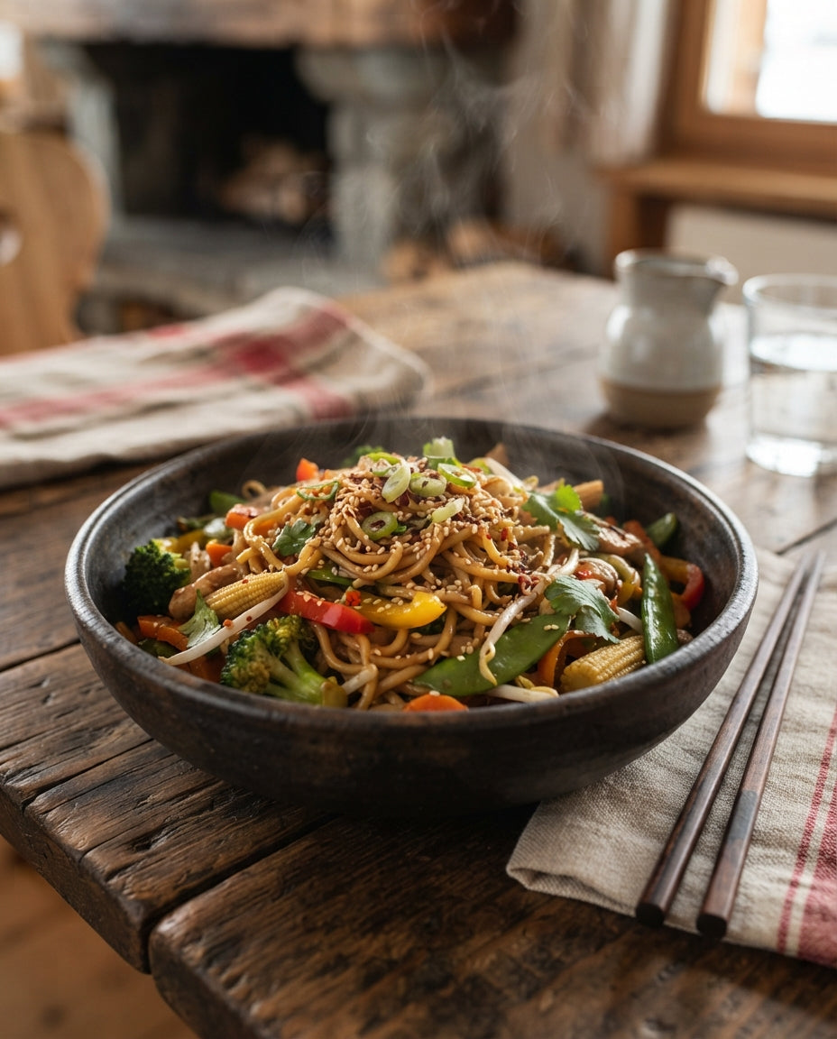 Rezept: Gmües-Chow-Mein mit Schweizer Nudeln
