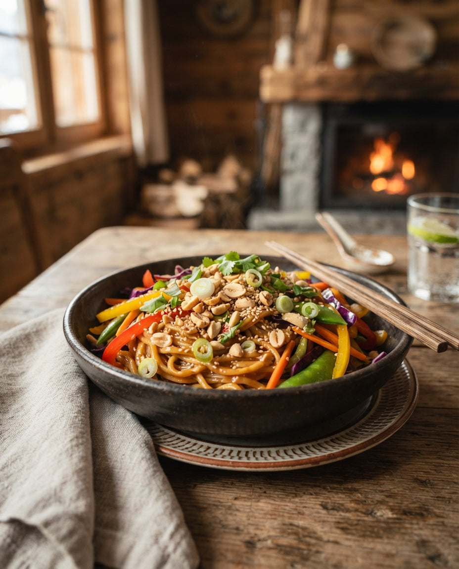 Rezept: Erdnuss-Nudeln mit knackigem Gemüse