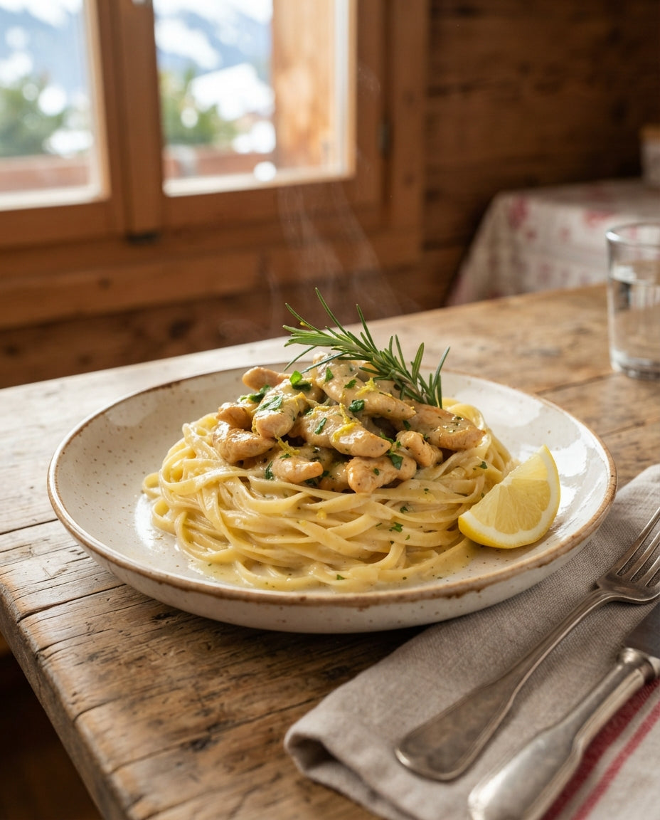 Rezept: Feine Nudeln mit Zitronen-Poulet-Geschnetzeltem