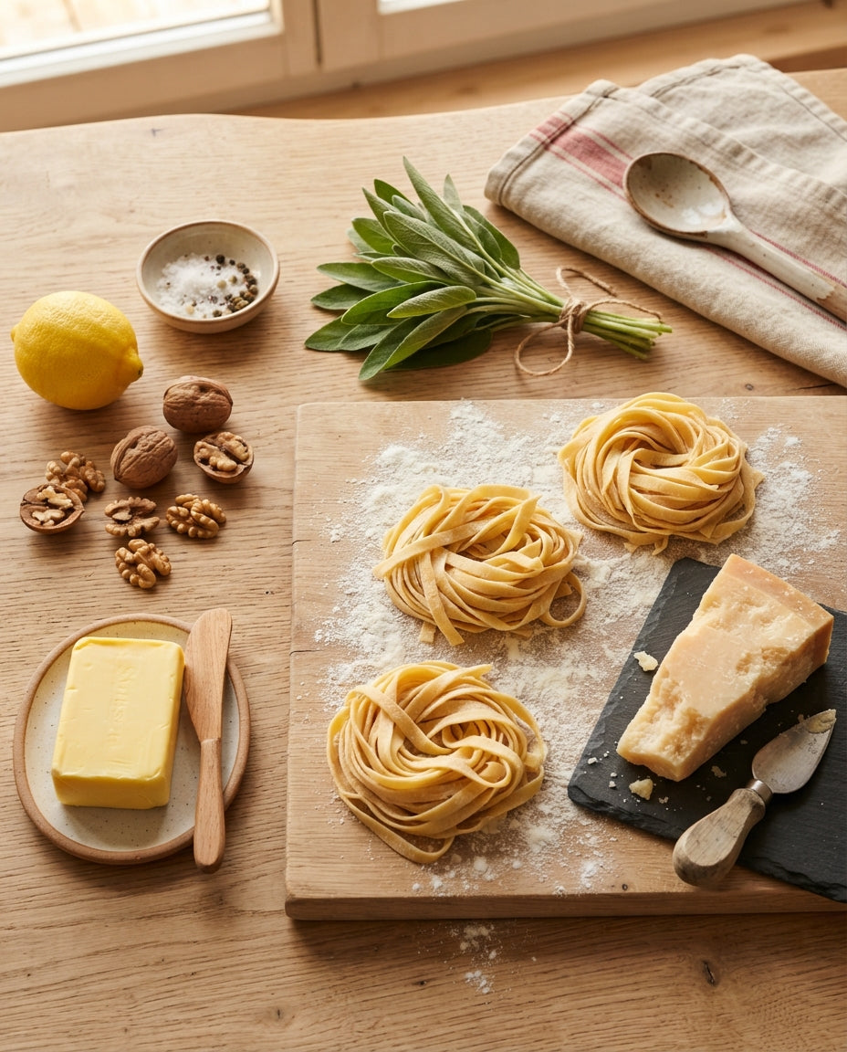 Nudelnester in Salbeibutter mit Baumnüssen – Zutaten