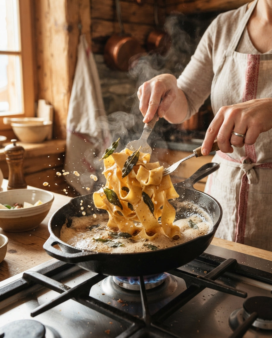 Steinpilz-Nudeln an Salbeibutter mit Baumnüssen – Zubereitung