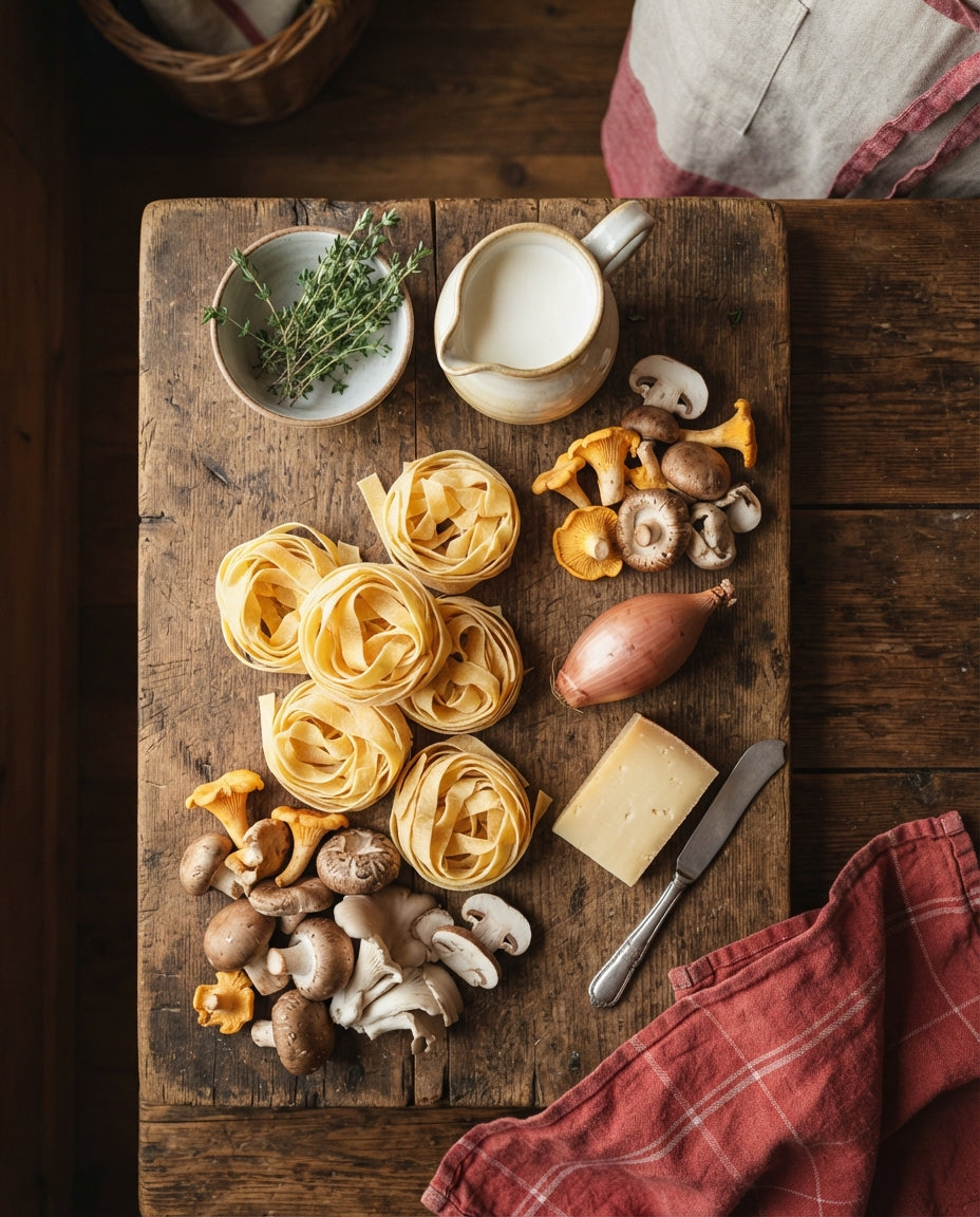 Pappardelle mit rassiger Pilz-Rahmsauce – Zutaten