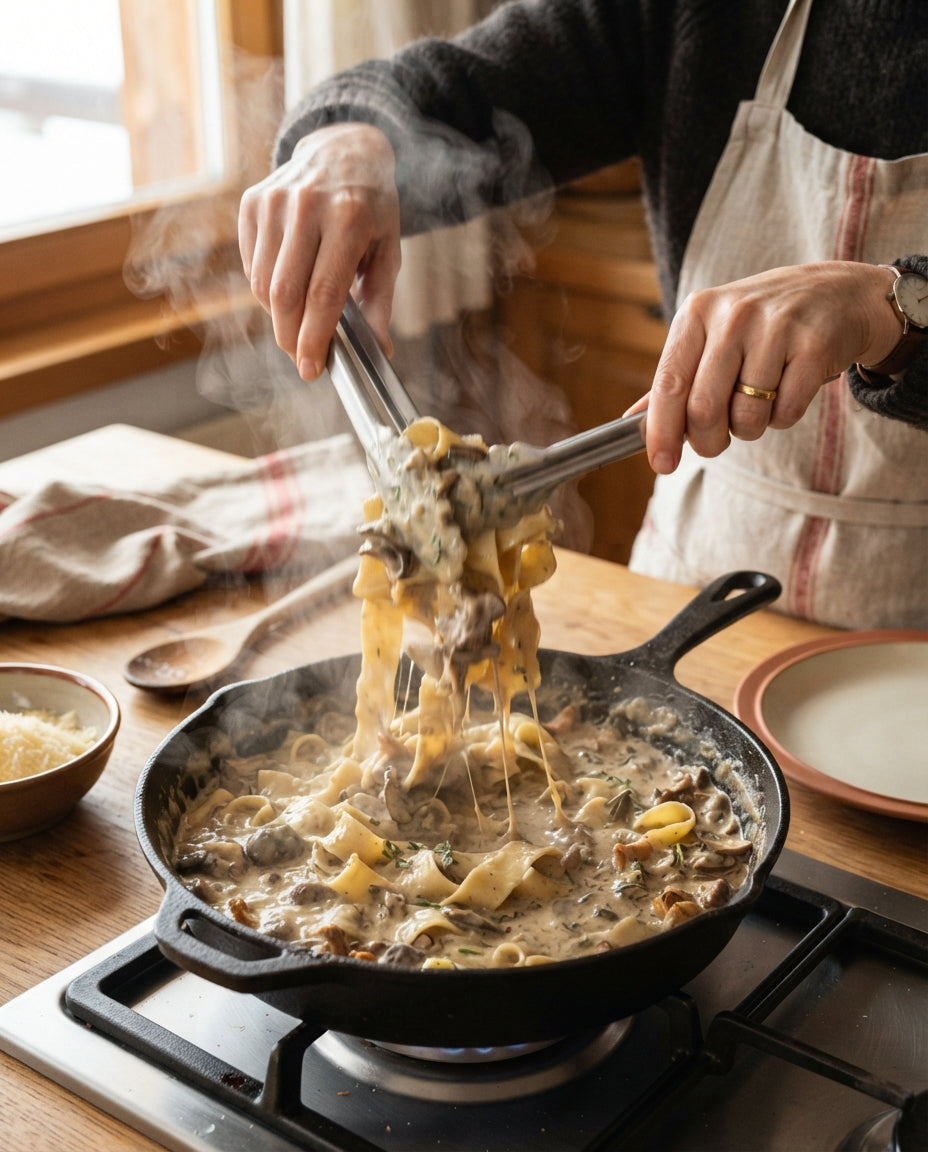 Pappardelle mit rassiger Pilz-Rahmsauce – Zubereitung