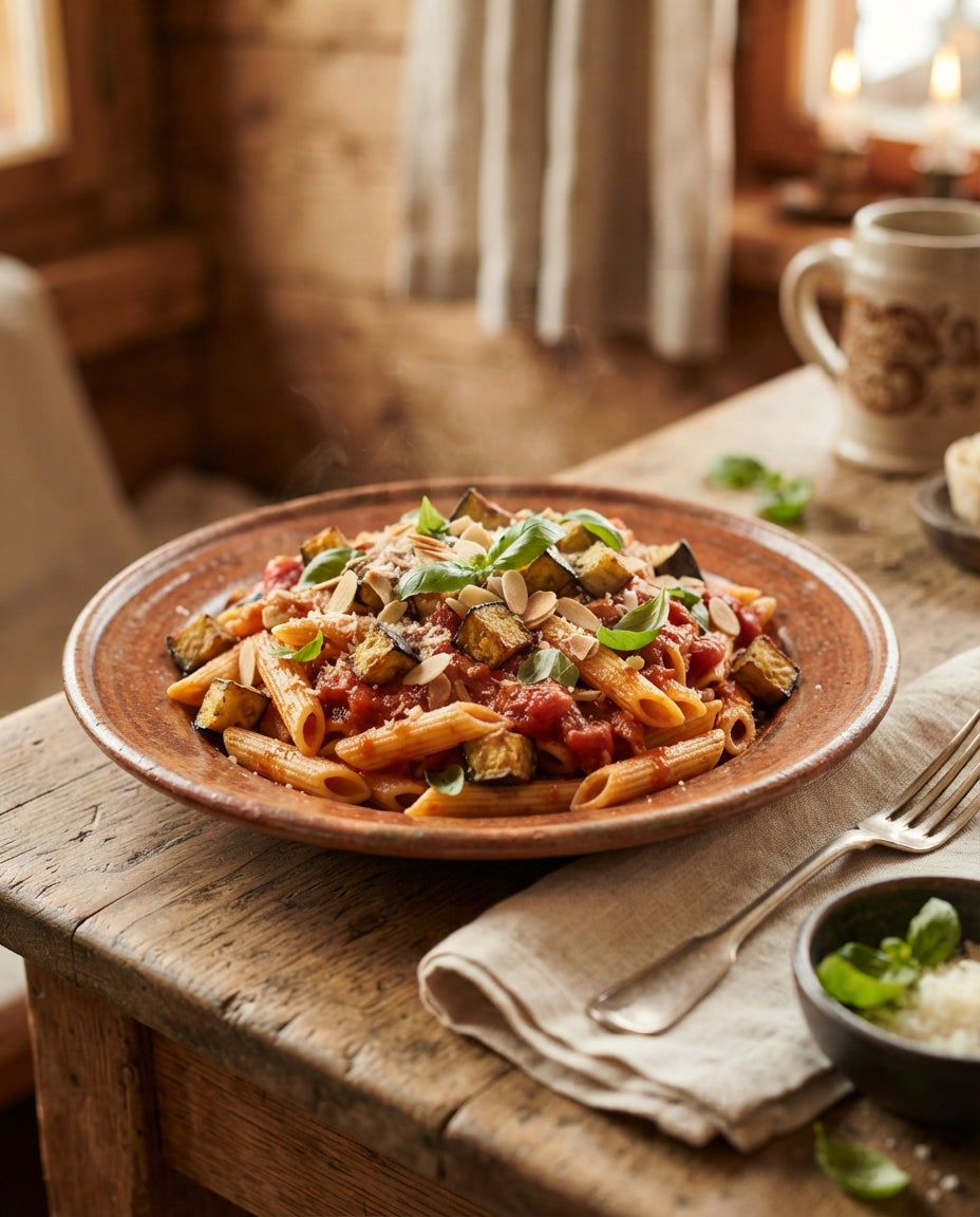 Rezept: Penne alla Norma mit Ofen-Auberginen