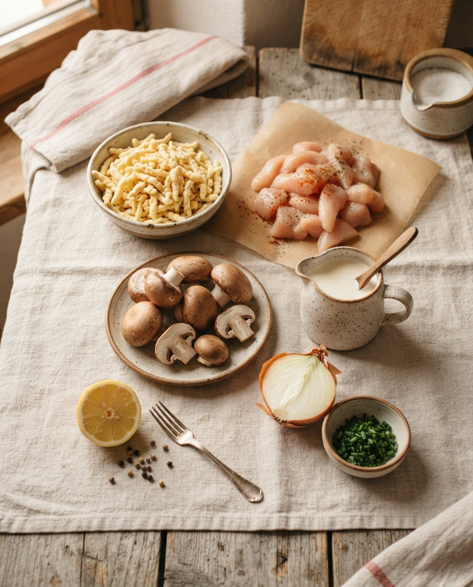 Spätzli-Pfanne mit Rahmgeschnetzeltem – Zutaten